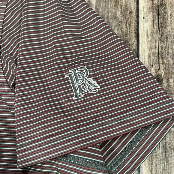 FootJoy Performance Stretch Short Sleeve Golf Polo Shirt Large Red Grey Striped - Picture 6 of 8